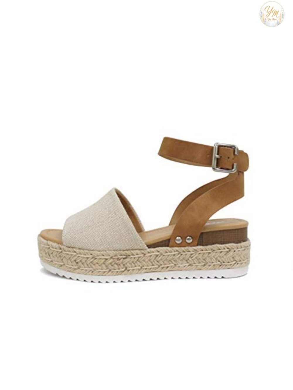 Open Toe Buckle Ankle Strap Espadrille Flatform Wedge Casual Sandal